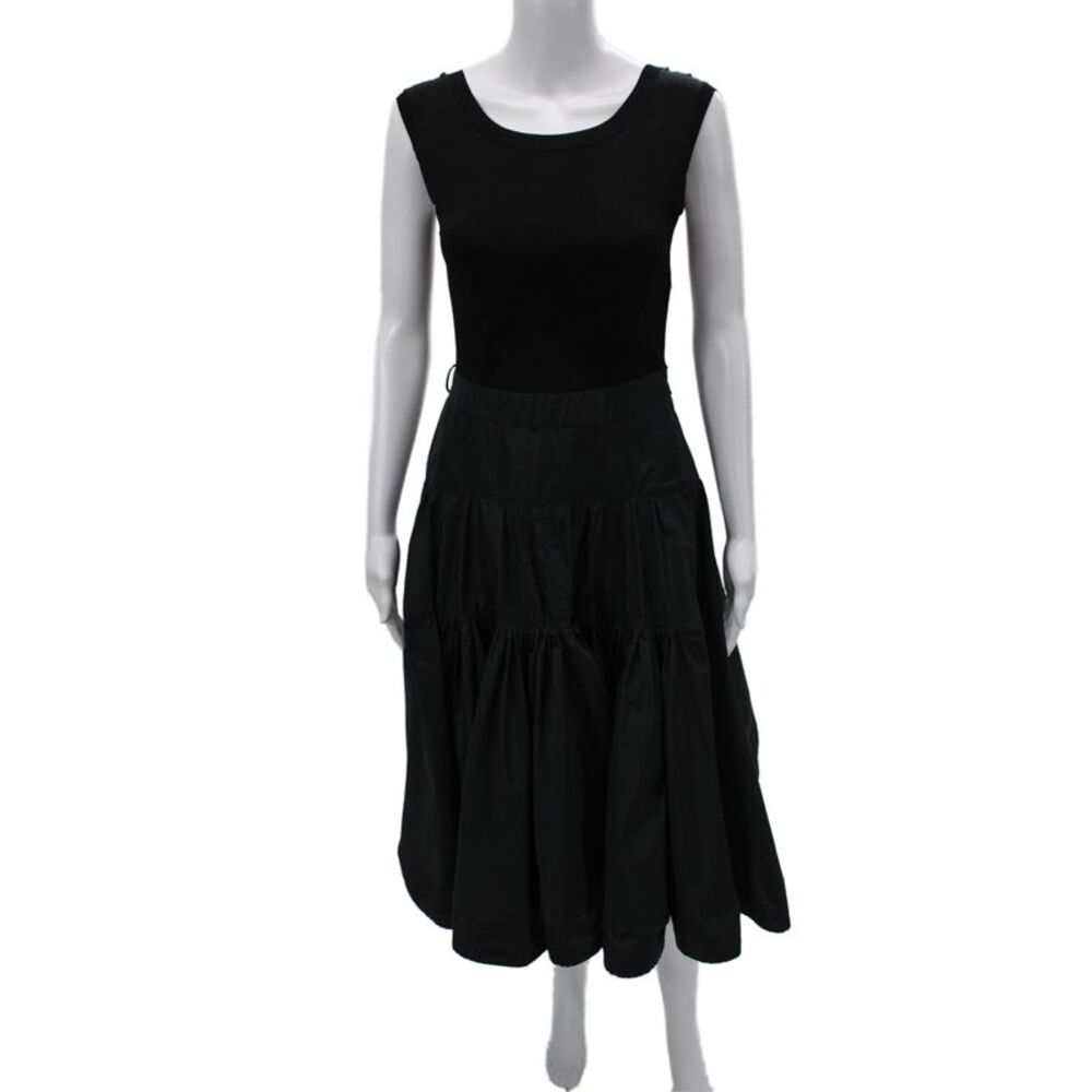 Moncler Women Peasant Skirt Black Polyester Zip Midi Size XS